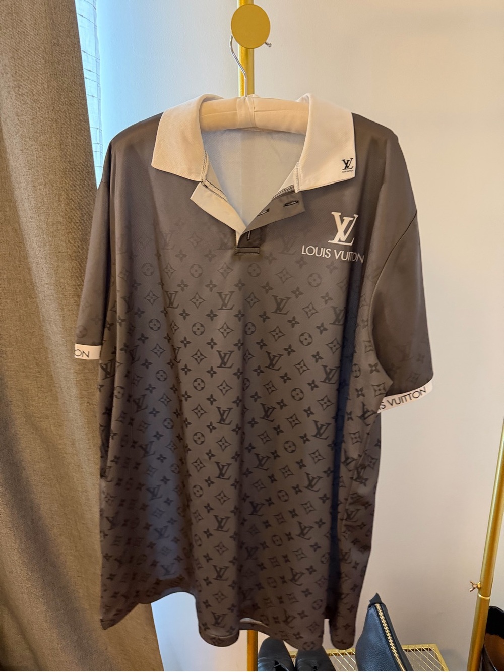 Louis Vuitton Black Polo with Cream Collar